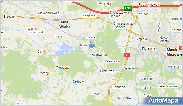 mapa Bykowizna, Bykowizna na mapie Targeo